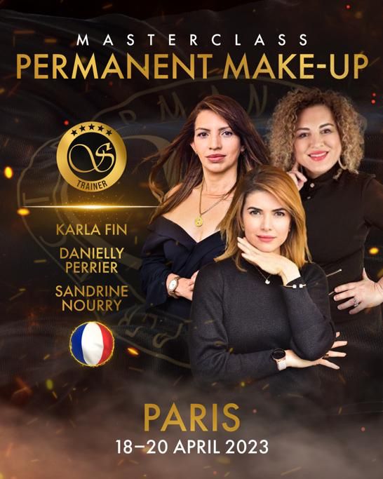 Formation Masterclass Maquillage permanent à Montpellier avril 2023 - Sandrine Nourry, Danielly Perrier et Karla Fin Sviatoacademy Trainer